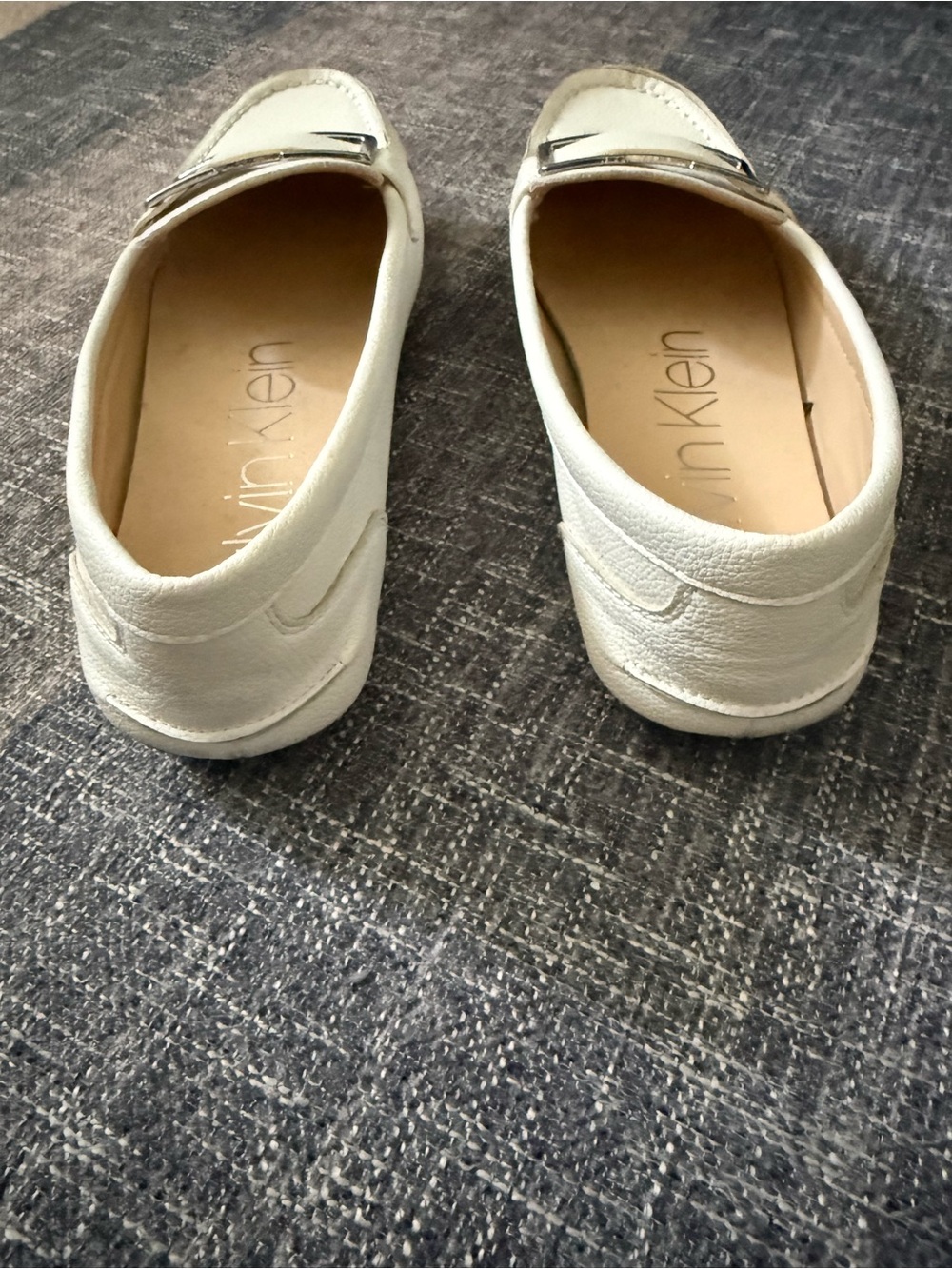 Calvin Klein White Leather Buckle Slip-On Loafers - Picture 5 of 5